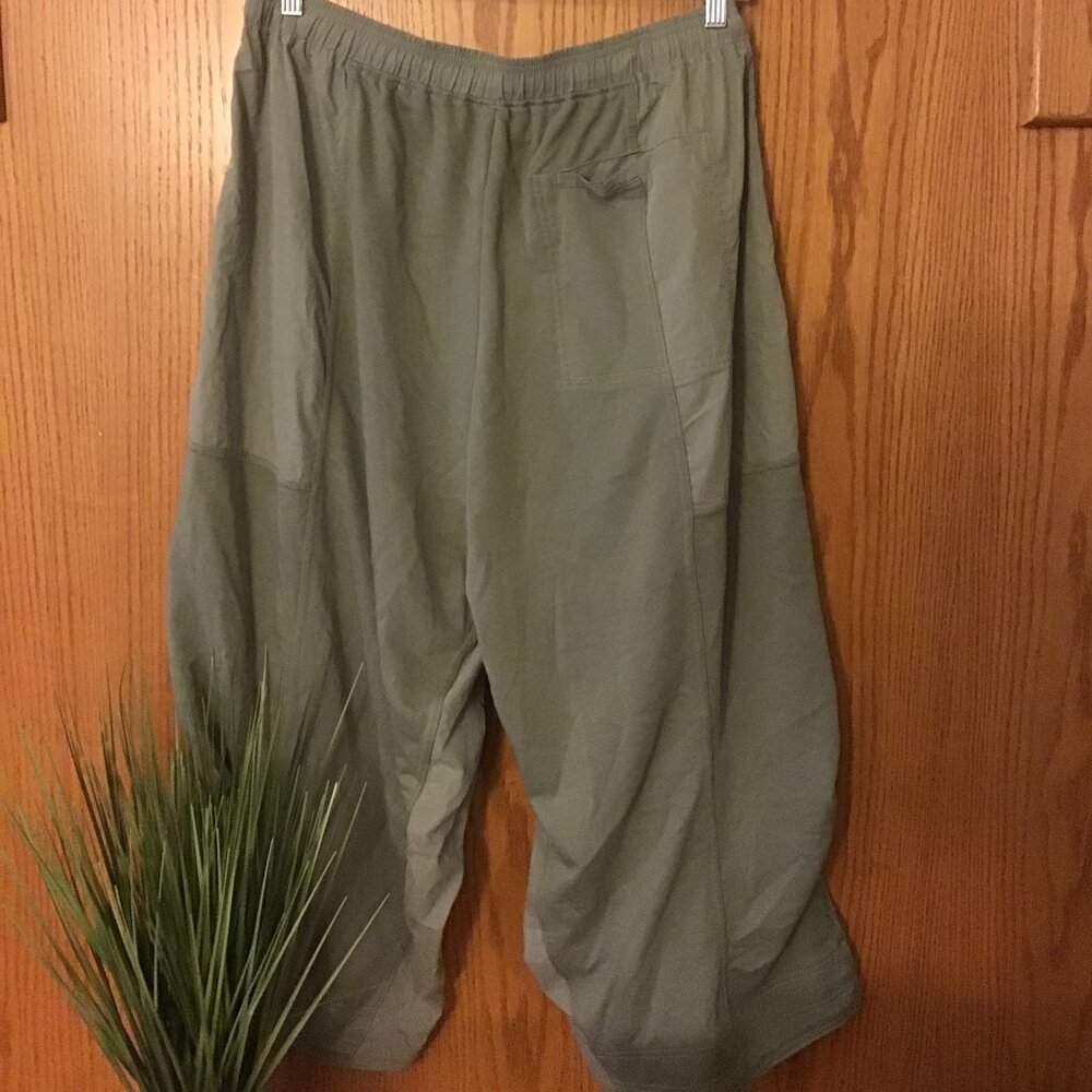 NWOT Daily Practice by Anthropologie Women's Green Wide Leg Pants FLAW size LG - Picture 2 of 3